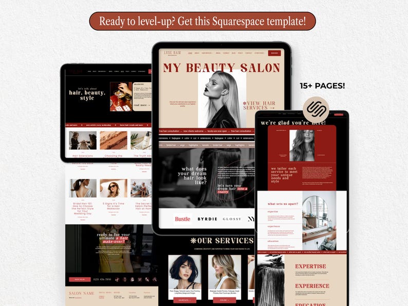 Hair Website Template, Booking Template Hairstylist, Beauty Salon, Hairstylist Website Design, Canva Website Template, Hair Salon Templates