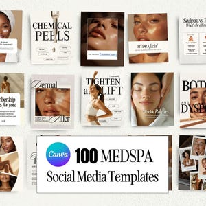 MedSpa Instagram Templates 100 Aesthetics Skincare Posts and Stories Botox Filler Social Media Nurse Injector Posts Esthetician Templates