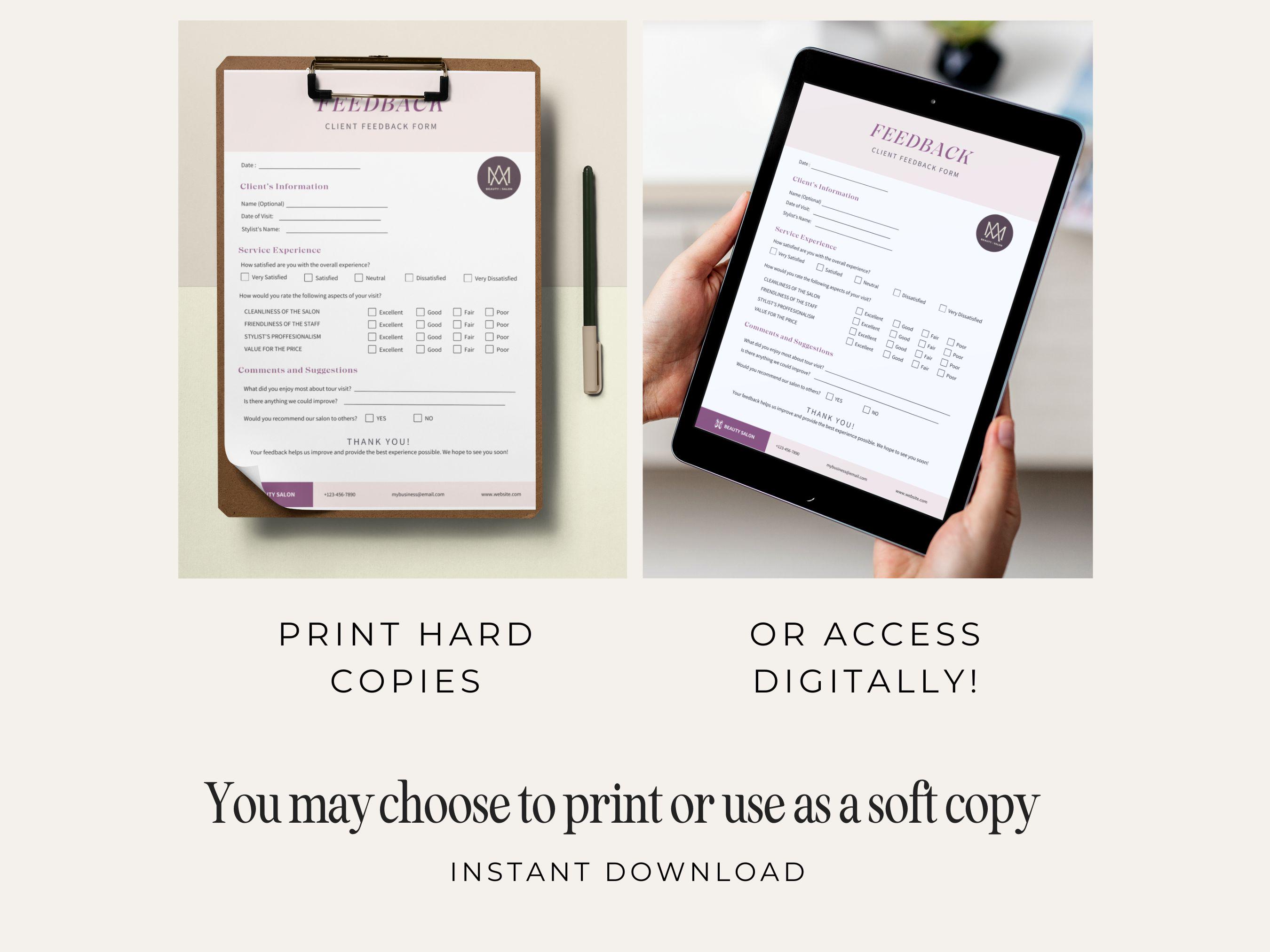 Hairstylist Customer Feedback Form Client Testimonial Template Beauty ...