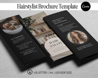 Editable Trifold Hair Brochure Template Printable Hairstylist Flyer Beauty Salon Brochure Template Editable Hair Salon Flyer Price List Menu