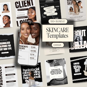 Skincare Instagram Templates Esthetician Social Media Posts Skin Care Coach Dermatology Medspa Aesthetics Beauty Business Canva Post Bundle