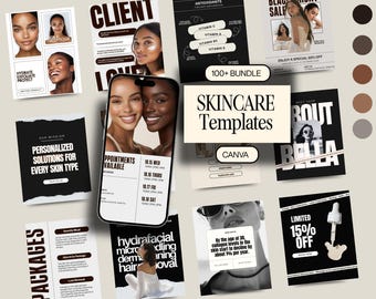 Plantillas de Instagram para el cuidado de la piel, publicaciones en redes sociales para esteticistas, coaches de cuidado de la piel, dermatología, spa médico, estética, negocios de belleza, paquete de publicaciones de Canva.