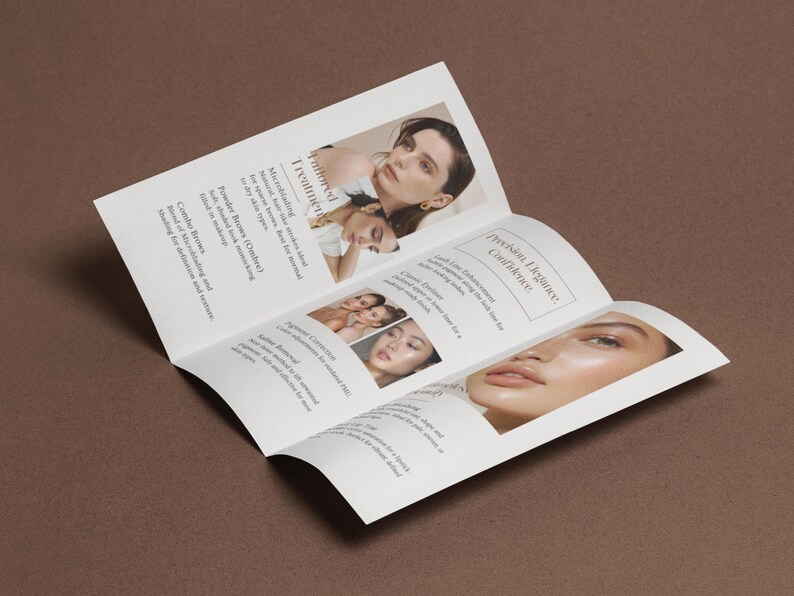 Editable Brochure Eyebrow Microblading Lip Blushing Tattoo Makeup Brows Beauty Salon Flyer