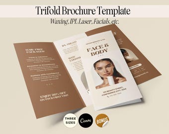 Schoonheid Brochure Sjabloon Huidverzorging Driebladige brochure Schoonheidsspecialisten Servicemenu Flyer Schoonheid Bedrijf bewerkbare prijslijst Spa