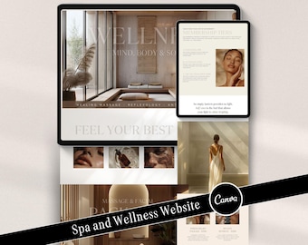 Luxury Spa Website Template, Massage Therapist Booking Website, Esthetician, Skincare Aesthetic, Medspa, Premium Wellness Beauty Websites