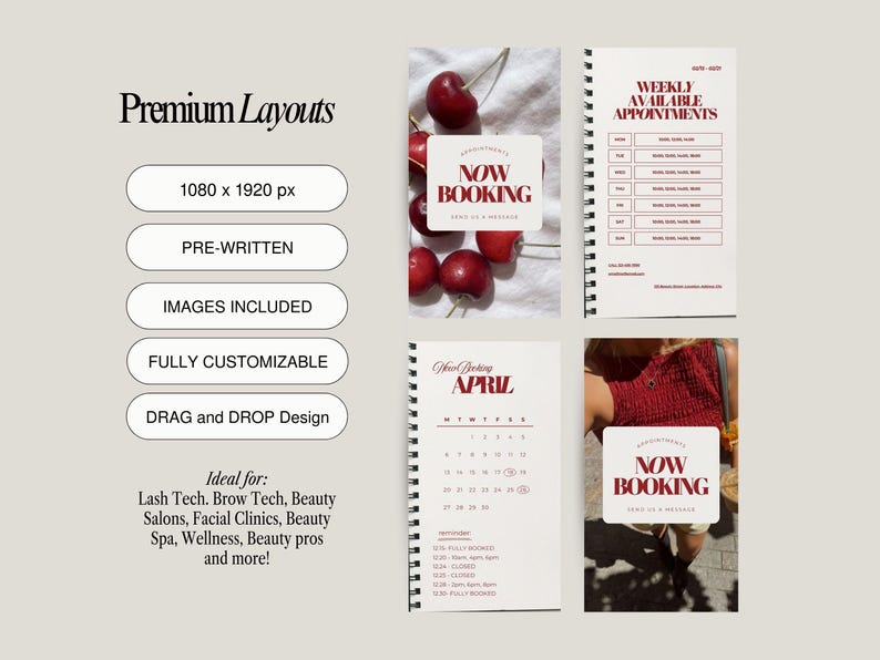 Available Appointments Template Calendar, Weekly and Monthly