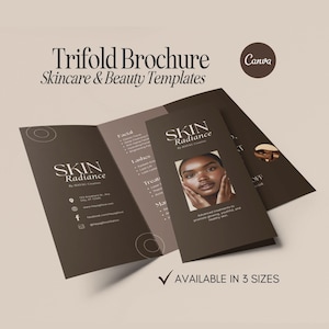 Beauty Skincare Trifold Brochure, Esthetician Trifold Brochure Template, Pricelist Menu Template, Beauty Spa Lash Skin Brochure, Canva