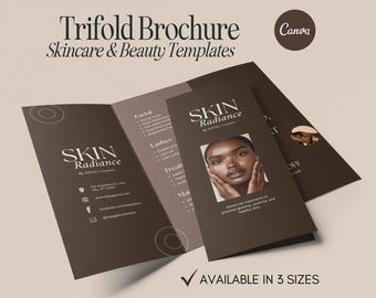 Beauty Skincare Trifold Brochure, Esthetician Trifold Brochure Template, Pricelist Menu Template, Beauty Spa Lash Skin Brochure, Canva