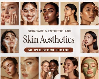 Fotos de produtos de estética e cuidados com a pele, fotos de produtos de esteticistas, fotos de modelos femininas diversas, imagens de beleza.