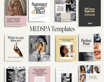 Plantillas de Instagram para Medspa Estética Ideas para publicaciones sobre Botox y rellenos Plantilla para redes sociales de enfermeras inyectoras Medspa Belleza Cuidado de la piel Esteticistas