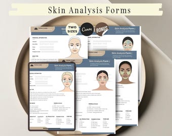 Modèle d'analyse de la peau Formulaires d'évaluation du visage Medspa Formulaire de consultation pour un traitement du visage Soins de la peau