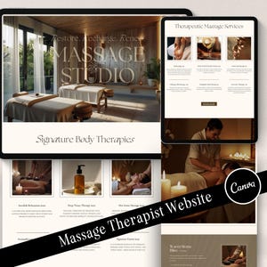 Massage Website Template Luxurious Spa Massage Therapist Website Design Luxury Wellness Spa Esthetician Booking Site Editable Canva Beauty