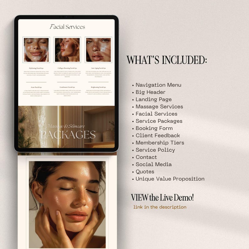 Esthetician Skincare Medspa Massage Therapist Spa Booking Website Template