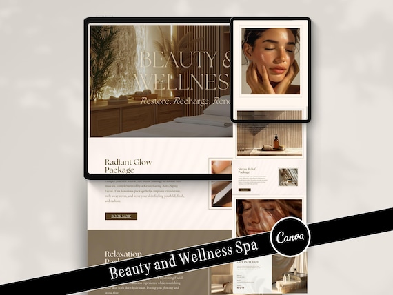Luxurious Spa Canva Website Template Luxury Esthetician Booking Website Med Spa Esthetics Services Website Design Acuity Scheduling Wellness