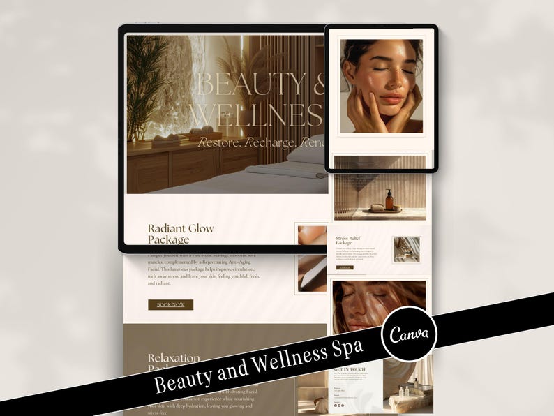 Luxury Spa Wellness Website, Esthetician Skincare Medspa Massage Therapist Spa Booking Website Template
