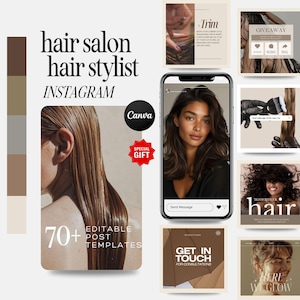 Hair Salon and Hairstylist Instagram Post and Story Templates, Beauty Salon Social Media Pack, Content Ideas for Hairdressers