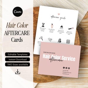 Hair Color Aftercare Cards Professional Haircare Guide Printable Care Card Salon Business Template Editable Colored Hair Care Instructions