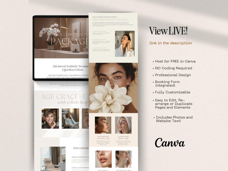 Luxury Esthetician Booking Website Med Spa Templates Canva