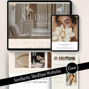 Luxuriöse Medizinische Spa-Website-Vorlage Ästhetische Dienstleistungen Bearbeitbar Canva EAesthetician Medspa Beauty Website Design Acuity Scheduling Template