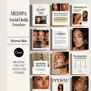 Medspa Instagram Social Media Templates Aesthetics Skincare Med Spa Bundle Botox and Filler Template Nurse Injector Post Esthetician Posting