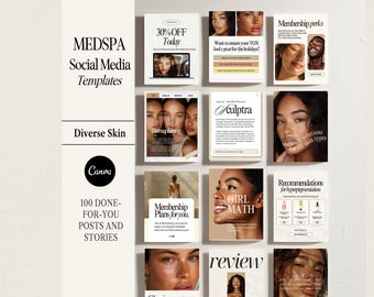 Medspa Instagram Social Media Templates Aesthetics Skincare Med Spa Bundle Botox and Filler Template Nurse Injector Post Esthetician Posting