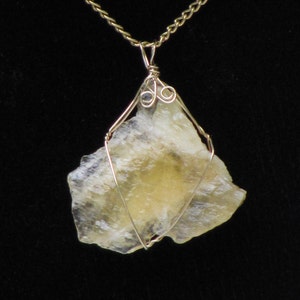 Calcite chunk pendant wrapped with gold-filled wire