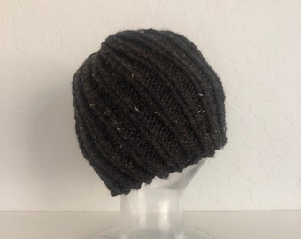 Wool blend dark heather gray knit hat
