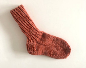 Coral red knit wool blend socks US women's size 6.5 - 9