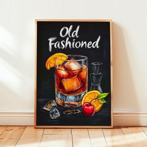 Poster vecchio stile | Poster di cocktail Art Déco da parete per bar | Stampa di drink firmati per feste | Stampa alla moda e senza tempo