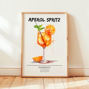 Aperol Spritz Poster | Bar Wandkunst Dekor Cocktail Poster | Party Signature Drink Print | Trendiges Aperol Poster