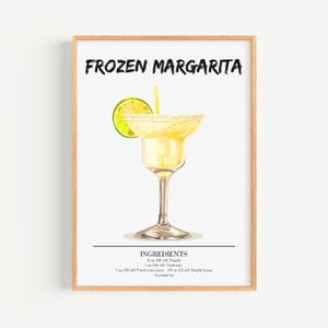 Manifesto della Margarita ghiacciata | Decorazione da parete per bar, poster per cocktail | Stampa di drink esclusivi per feste | Stampa Margrita alla moda