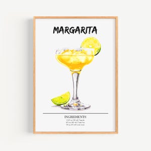Poster Margherita | Poster di cocktail Art Déco da parete per bar | Stampa di drink firmati per feste | Stampa alla moda Margarita