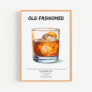 Affiche à l’ancienne | Bar Wall Art Déco Cocktail Affiche | Impression de boisson signature de fête | Imprimé intemporel et tendance