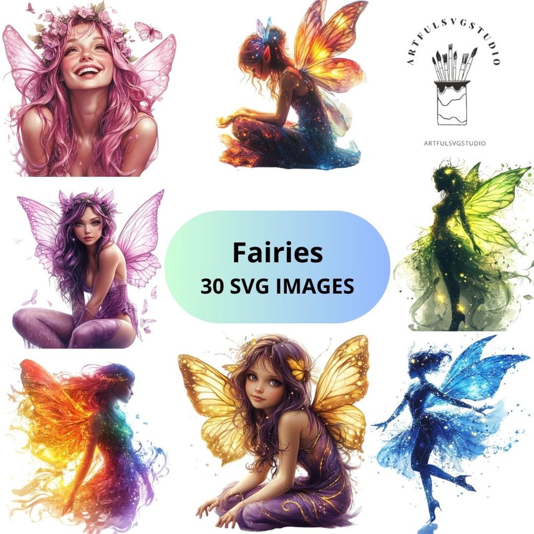 Fairy Designs Svg Bundle, Fantasy Svg, Fairies Clipart, Fairy Clipart ...