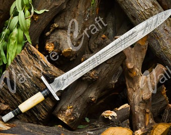 Viking Sword In Damascus Steel, Custom Made Master Sword Sword For Larp, Medieval Handmade Fantasy Sword For Christmas Gift, Real Sword .
