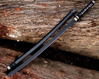 Black Carbon Steel Katana Sword: Cosplay Training Samurai Sword