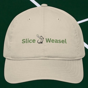 Cute Embroidered Tennis Cap, Organic Hat for Slice Weasels, Eco-Friendly Tennis Player Gift, Funny Cap, Tennis Humor
