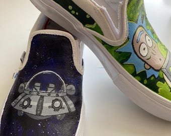 Rick and Morty Cartoon Custom Hand-painted Van Shoes Men display picture 3