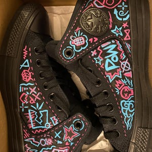 Jinx Inspired Arcane Chuck Taylor High street Shoes Custom Hand painted Size Women’s 9 Men’s 7