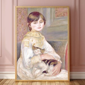 少女と猫 ピエール＝オーギュスト・ルノワール 子供の版画