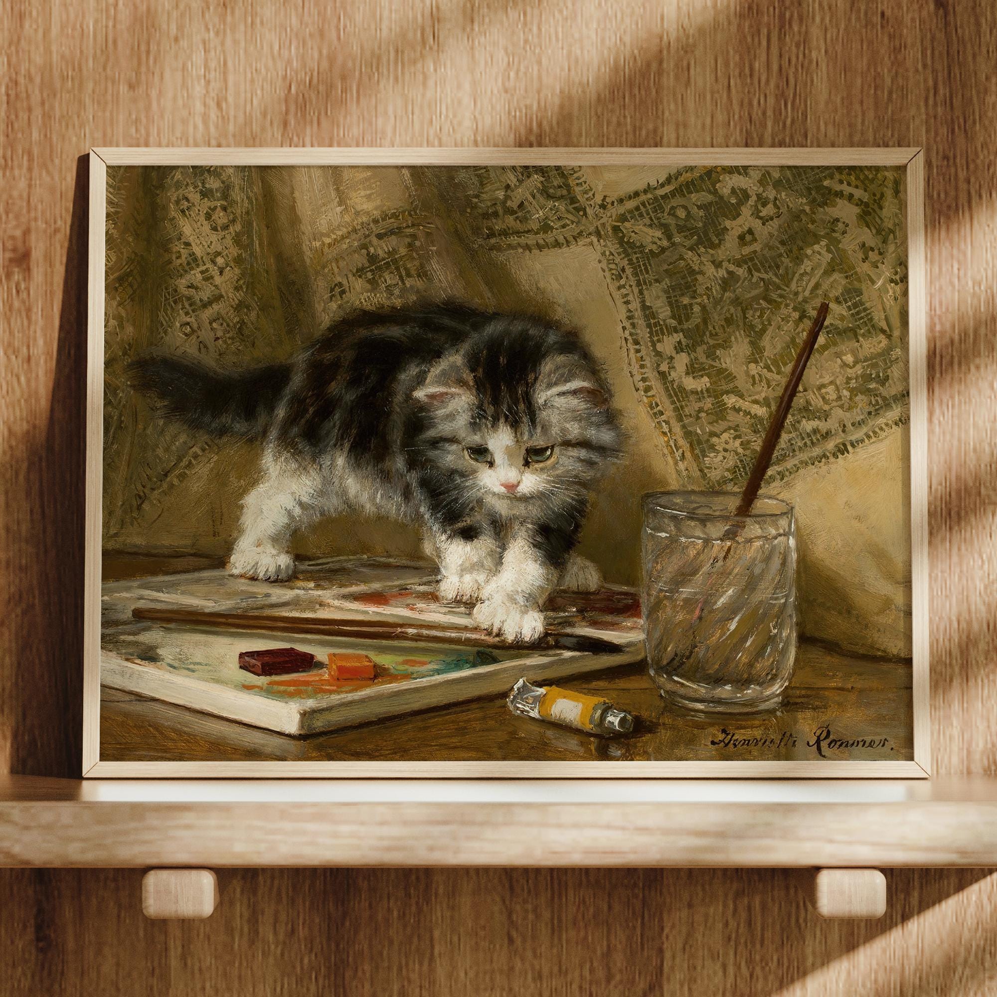 The Young Artist by Henriette Ronner-knip | Cat Playing With Paint ...