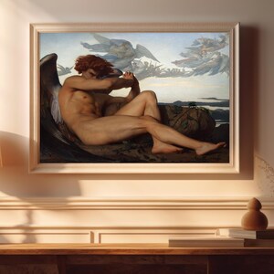 The print is displayed in a frame hanging on the wall in a sunlit room.