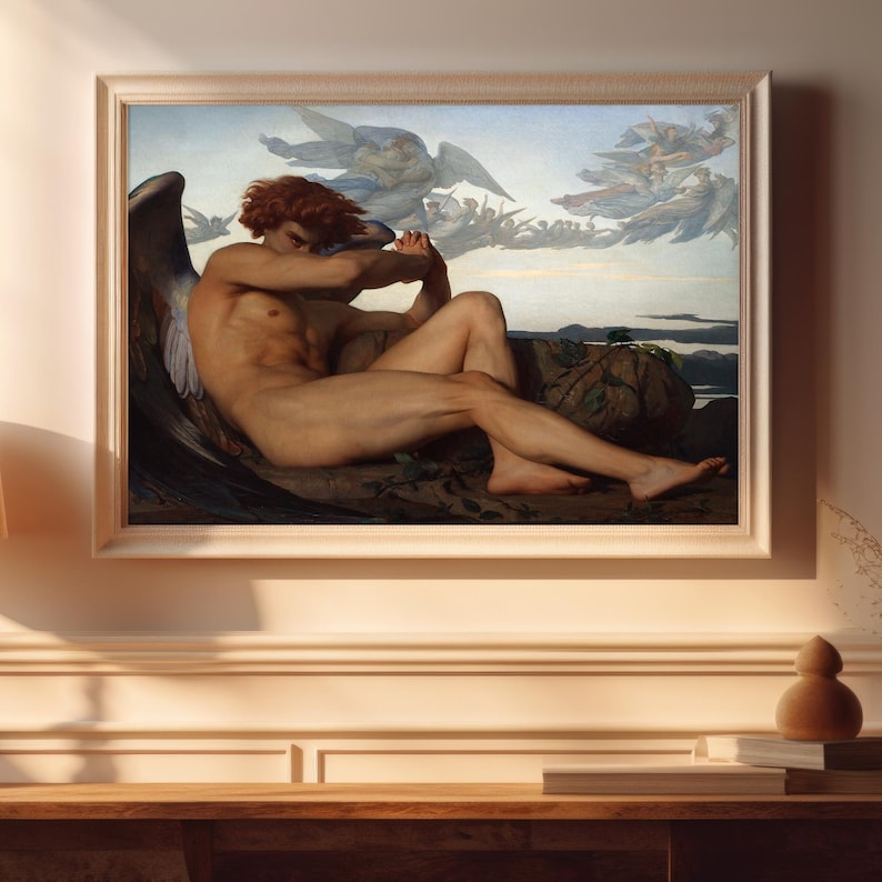The print is displayed in a frame hanging on the wall in a sunlit room.