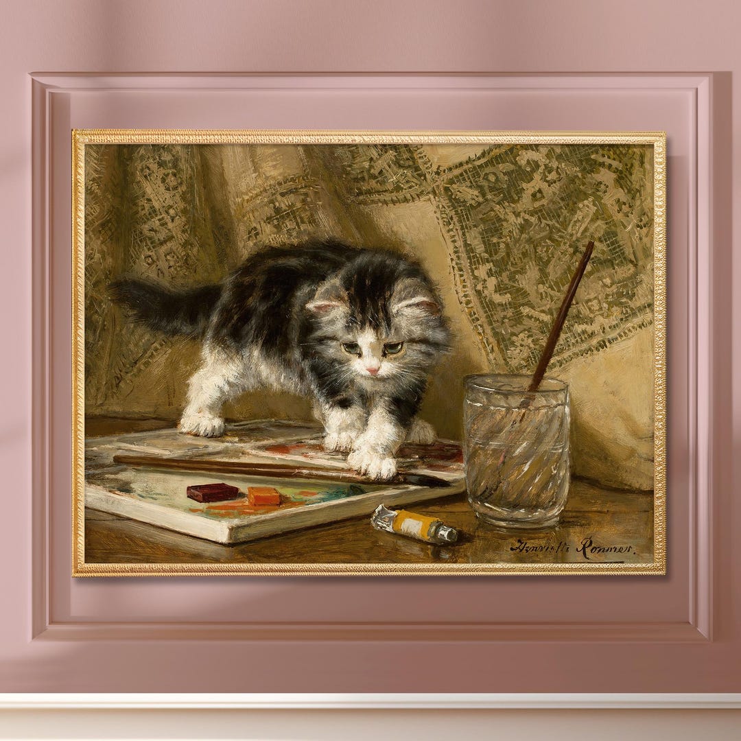 The Young Artist by Henriette Ronner-knip | Cat Playing With Paint ...