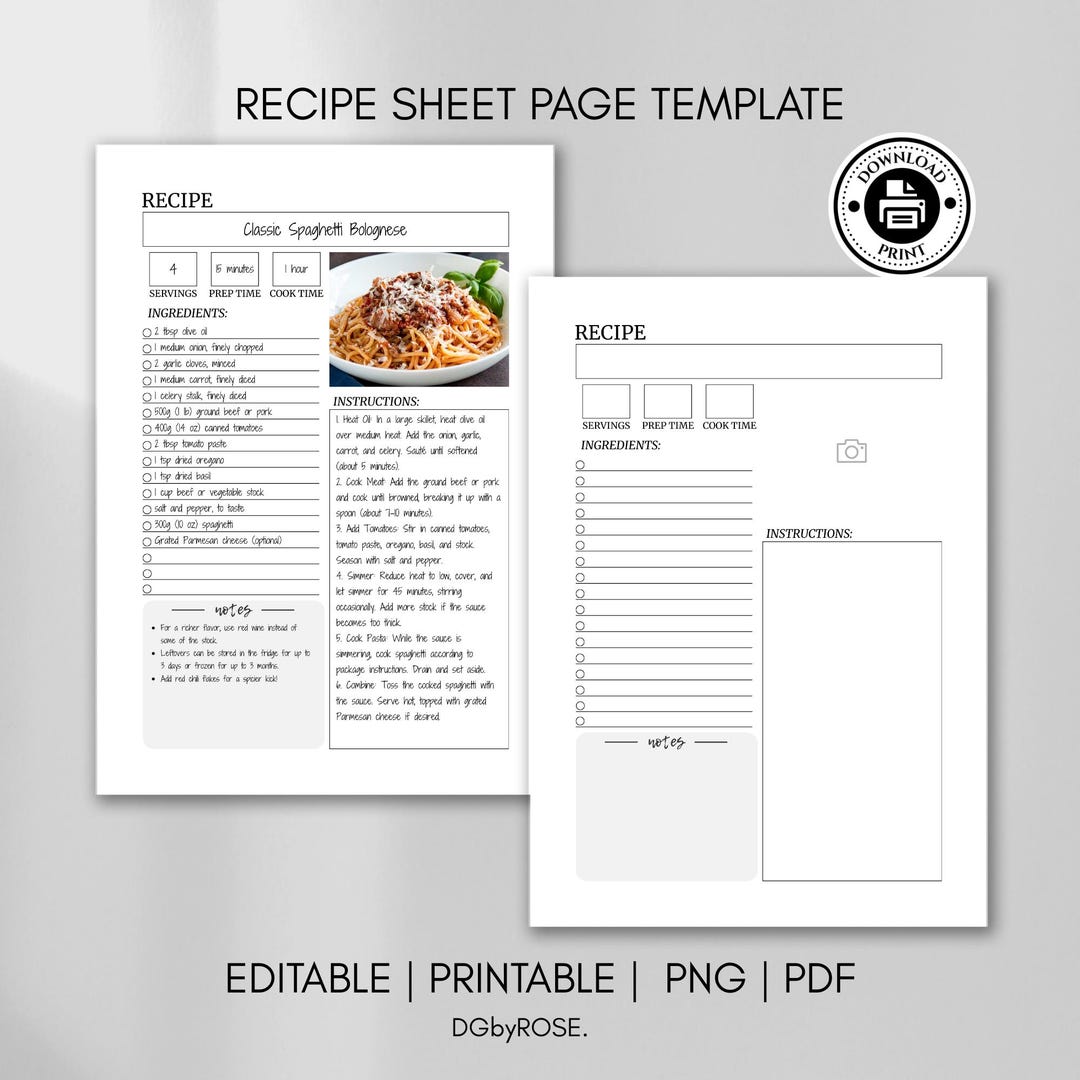 Editable & Printable Recipe Binder Planner Family Cookbook for Busy ...