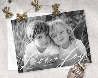 Christmas Photo Card Printable Template Holiday Photo Card Instant Download or Printed Cards / Painted Love