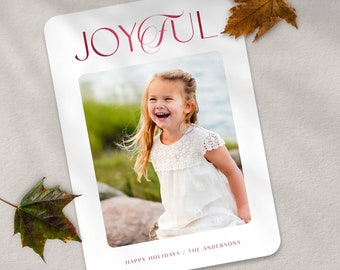 Christmas Photo Card Printable Template Holiday Photo Card Instant Download or Printed Cards / Fancy Joy