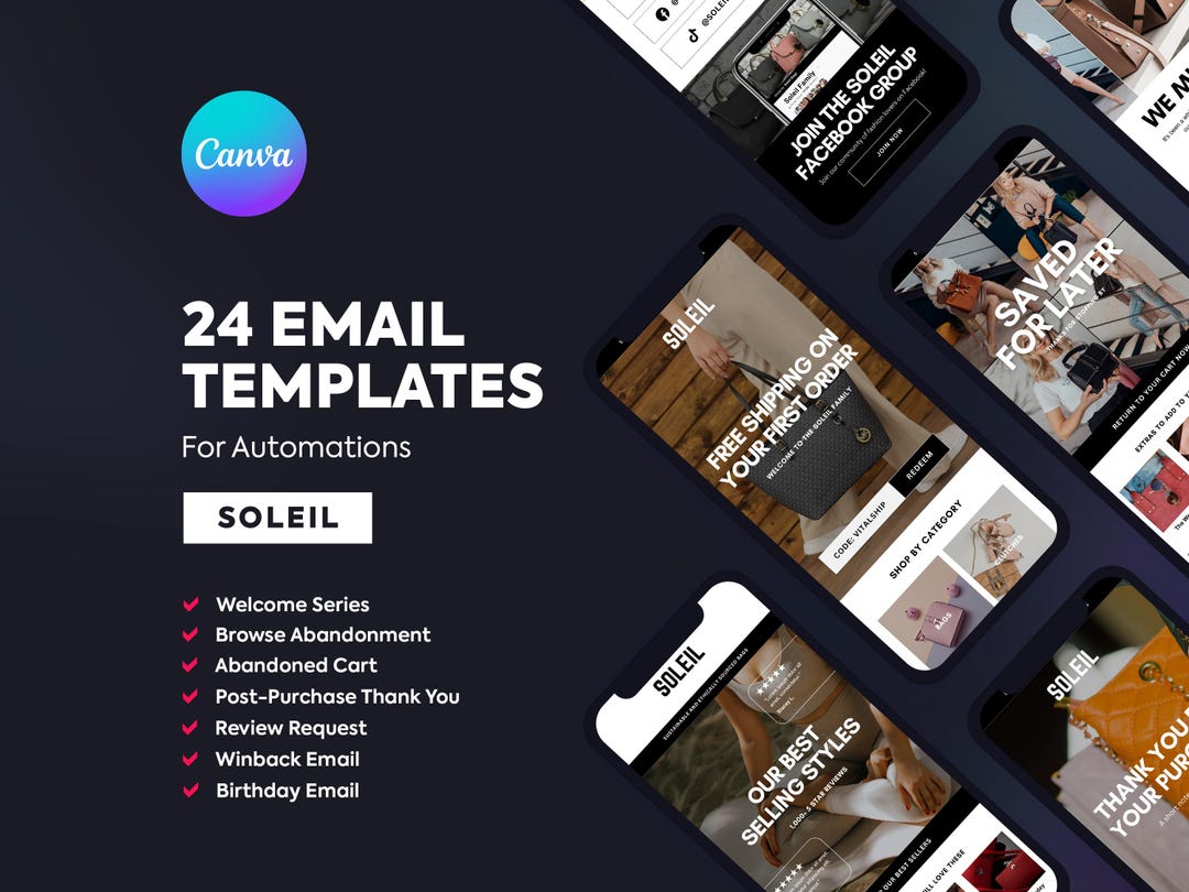 250+ premium email templates | easy to edit in canva... Canva Email Templates | Editable Templates for Automations (soleil ...