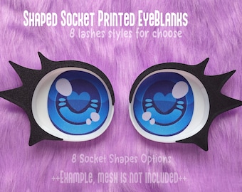 Masques pour les yeux imprimés avec modèles d'orbites | 8 formes | 8 cils | 2 tailles | Cadeau pour Halloween | Masque de fursuit avec orbites en PLA+ 3D | DIY | Accessoires pour furry