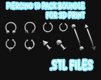 10 Pack Boundle for 3d Print｜Piercing Fursuit Head Base kemono furry｜Custom Size｜3D Print Fursuit Piercing | accessories |Furry Stuff